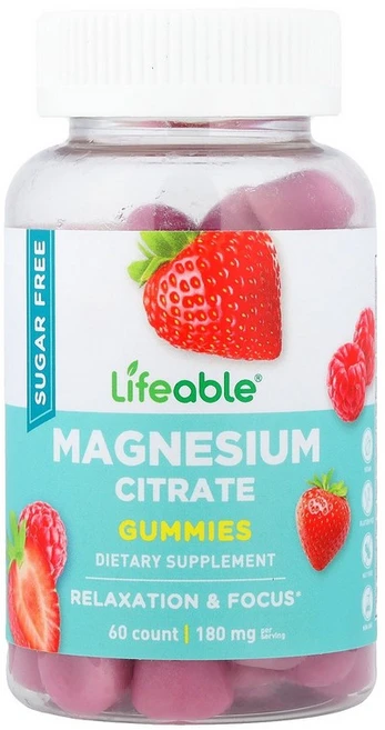 Lifeable 마그네슘시트레이트 구미젤리 베리 구미젤리 60개(구미젤리 1개당 90mg) Lifeable (라이퍼블), 180 mg, 1개, 60 - 쿠팡