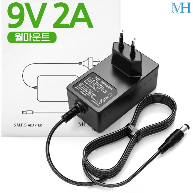 명호전자 9V2A 아답터 벽걸이형(TY0900200KImn) DC 9V 2A 어댑터, 1개