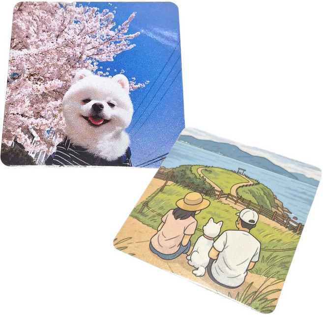 강아지 사진자석 제작 / 가족 여행 추억사진 인화 / 냉장고 포토자석