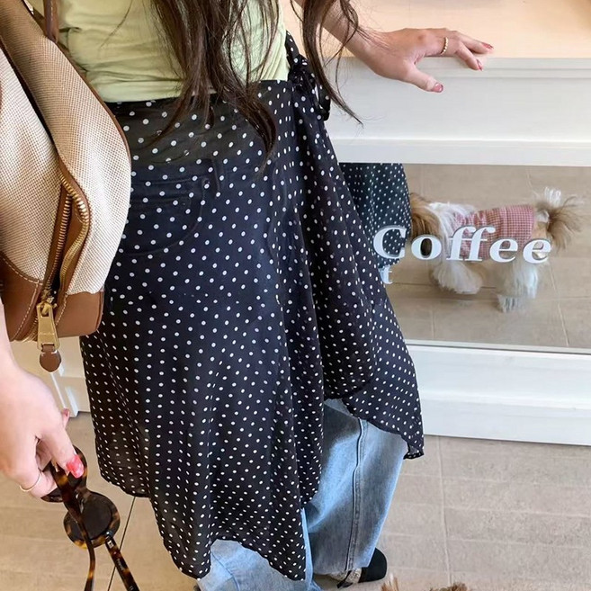 메인워크 여성 레이어드 랩스커트 롱기장 데일리 기질 패션 루즈핏 힙커튼 끈이너 엉덩이 가리캐 커버 치마