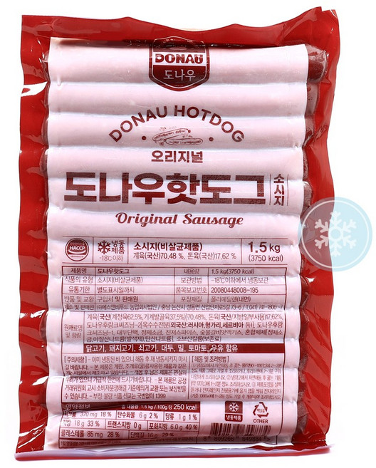 도나우 핫도그소시지 (60gx25개입)1.5kg, 1.5kg, 1개