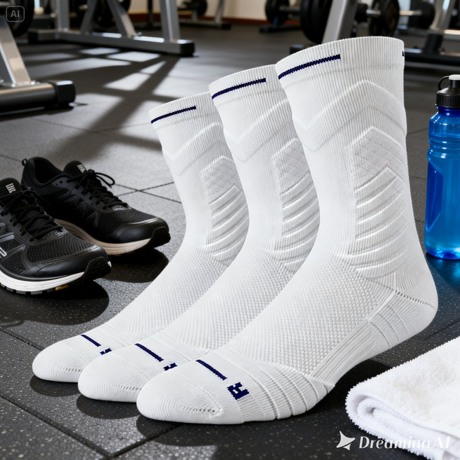 리도컴퍼니협력사 러닝 축구 농구 중목 스포츠 양말 3장 세트, 흰색, 3개