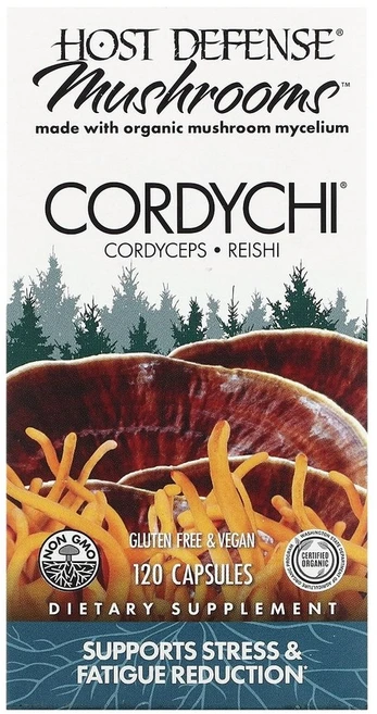 Fungi Perfecti Host Defense mushrooms Cordychii 스트레스 앤드 퍼티그 리덕션 베지캡슐 120정 - 쿠팡