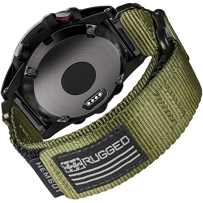 나일론 스포츠 시계 밴드 Garmin Instinct 3 50mm/Fenix 8 51mm/Fenix 7X/7X Pro/6X/6X Pro/5X/5X Plus Tactix 7, 22MM / Middle (7.2'' to 8.2''), 초록색, 1개