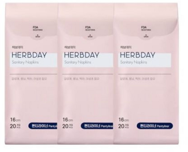 허브데이 생리대 팬티라이너3팩60p, 일반