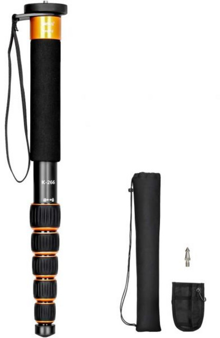 쿨레하오다 탄소 섬유 모노포드 6섹션 휴대용 소형 카메라 유니포드 스틱. Max Load 22lbs10kg MP286C, Orange, Orange