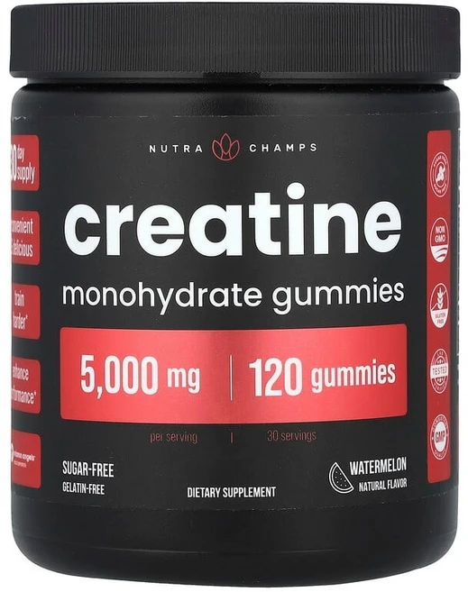 NutraChamps 크레아틴 일수화물 구미젤리 수박 구미젤리 120개(구미젤리 1개당 1250mg) NHP-50306, 1개 - 쿠팡