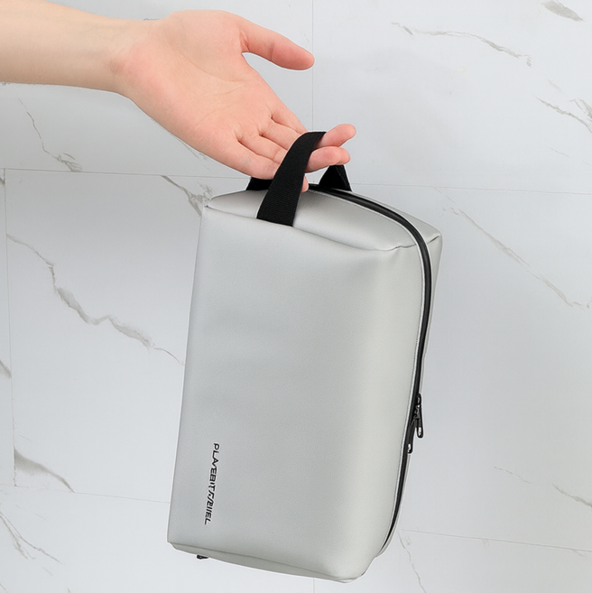 남성용 방수 가죽 세면백 여행용 세면도구 파우치