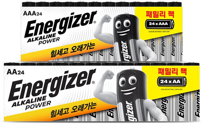 에너자이저 알카라인 건전지 패밀리팩 AAA 24입 + AA 24입, 1세트, 48개입