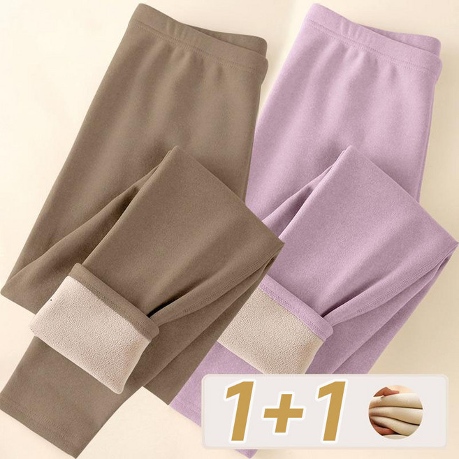 1+1 여성 보온 레깅스 내복 팬츠 무봉제 기모 타이츠 내의 하의 봄 가을 이너 보들보든 타이즈 긴바지 따뜻한데 융털 기모 홈웨어 보온 팬츠