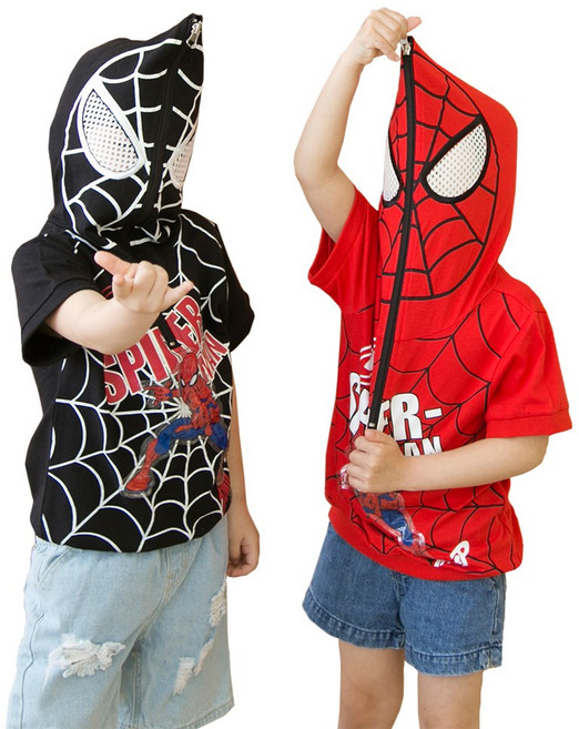 반팔 마블정품 스파이더맨 불빛 후드티 상의 단품 히어로