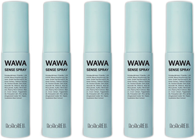 로로벨 와와 센스 스프레이 구취제거 휴대용 구강청결제, 5개입, 1L