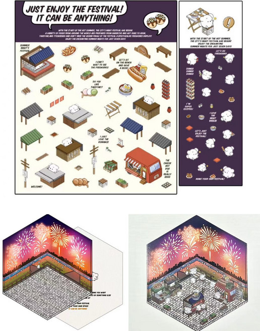 가필드 오디 존 고양이 강아지 동물 노트북 캐리어 꾸미기 장식 스티커 굿즈 DIY 3D 퍼즐 미니어처 하우스 쌓인 세탁 불꽃 놀이 디스플레이 장면 원장 선물, [01] XS, [01] Fireworks display