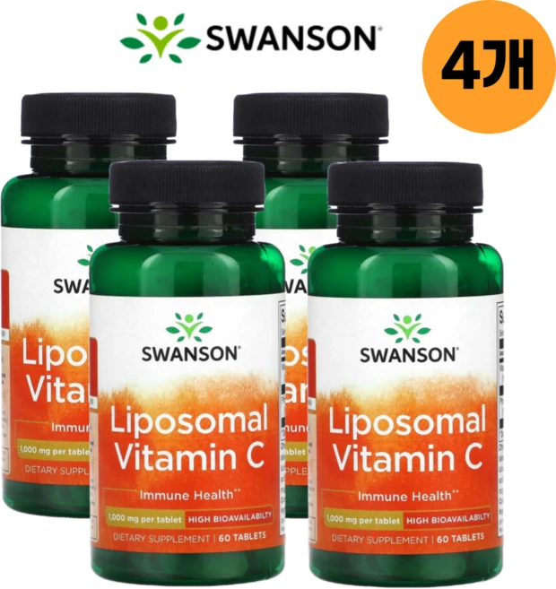 스완슨 리포조말 리포솜 비타민C 1000 mg 60정 4개 리포소말 비타민씨 인지질 - 쿠팡