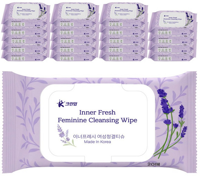 케이크린업 이너프레시 여성청결티슈 20p, 115g, 20개