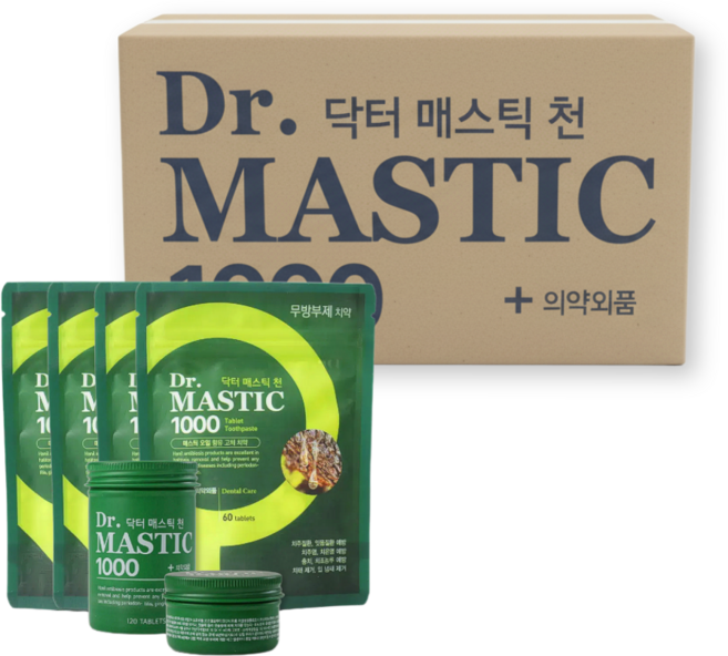 닥터매스틱 1000 2층 고체치약 본품60정+전용용기+휴대용용기, 42g, 4개