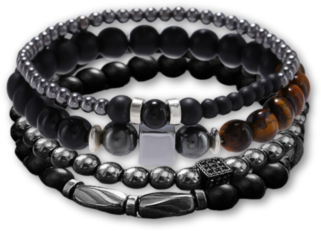 단비상자 남자 흑요석팔찌 행운 원석 액막이 오닉스팔찌 4종세트