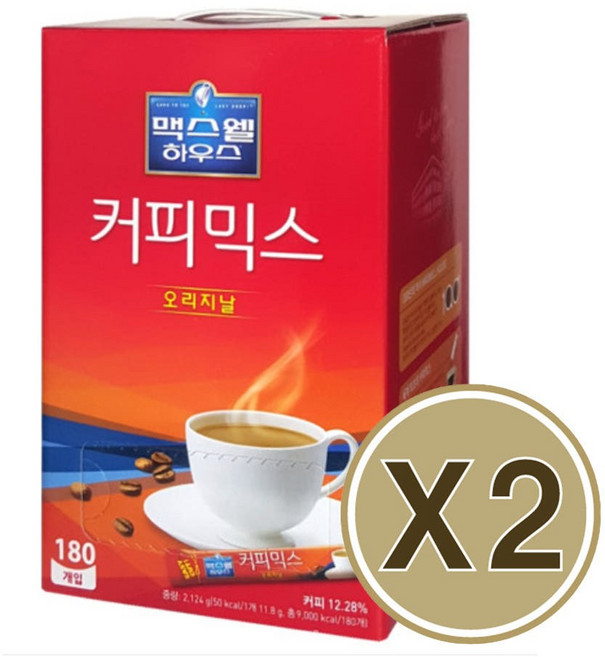 동서식품 맥스웰 하우스 오리지날 커피믹스, 12g, 2개, 180개입