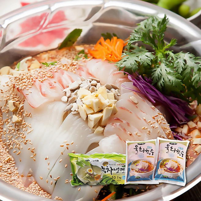 물회 녹차냉면 10인분 (물회육수 400g x 10개 + 녹차 냉면 2kg) 물냉면, 1개
