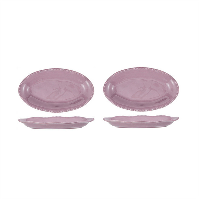 니치유 보라색 도자기 그릇 접시 세트 밥그릇 접시 국그릇 라면그릇 집들이 선물, 2개, 12인치 직사각 접시, 퍼플