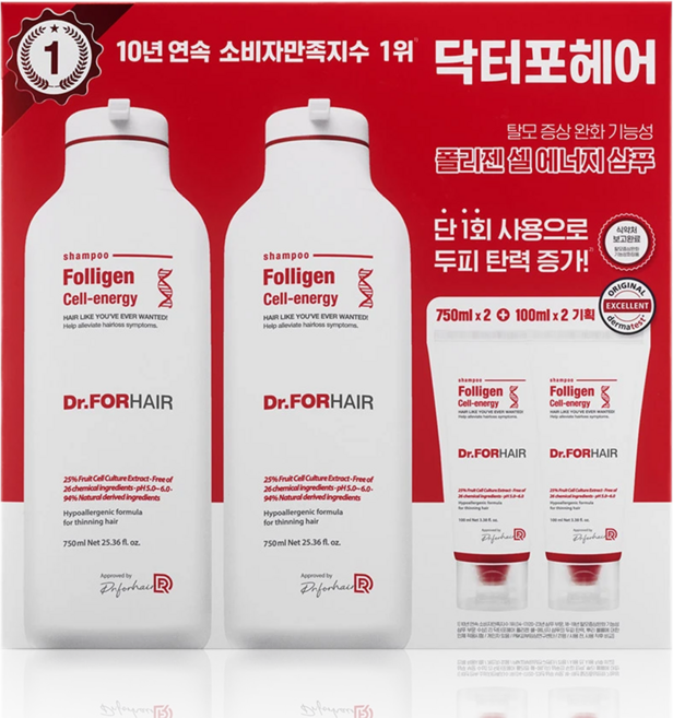 닥터포헤어 폴리젠 셀 에너지 샴푸 750ml x 2 + 100ml x 2 기획세트 대용량 코스트코, 1개
