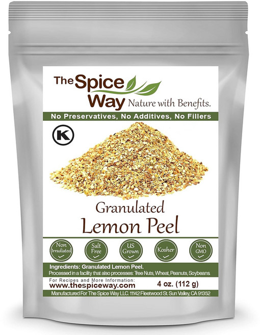 더 스파이스 웨이 레몬 껍질 - 과립 (4온스) 보존제 무첨 The Spice Way Lemon Peel - Granules (4 oz) zest and rind without a, 4 온스 (1팩), 1개