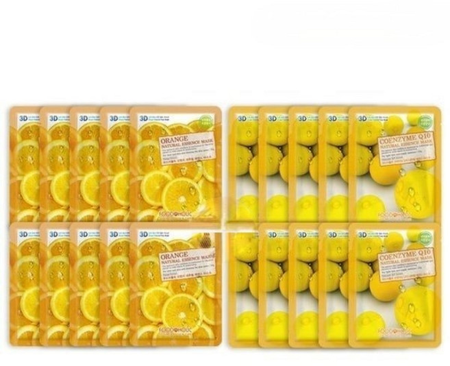 푸드어홀릭 (20매/오렌지+코큐텐) 내추럴에센스 마스크팩, 푸드어홀릭 (20매/오렌지+코큐텐) 내추럴에센스 마스크