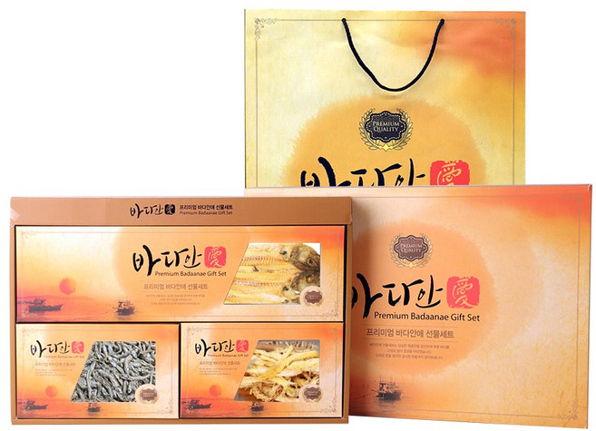 바다안애 명절 선물세트 6호(국산 황태포 3미 + 국산 황태채 200g + 중멸 300g), 1개