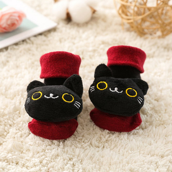 복[WL]영유아 봄 가을 겨울 귀여운 인형 딸랑딸랑 방울양말 신생아 만화 3 차원 미끄럼 방지 바닥 양말