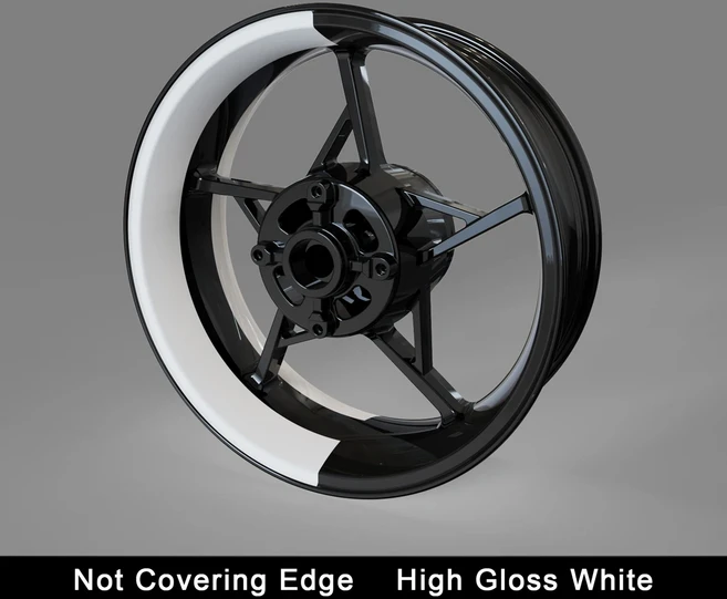 AnoleStix 17 인치 야마하 혼다 가와사키 스즈키 BMW KTM 트라이엄프 오토바이 휠 스티커 허브 데칼 림, 05 Not Cover-Half-White