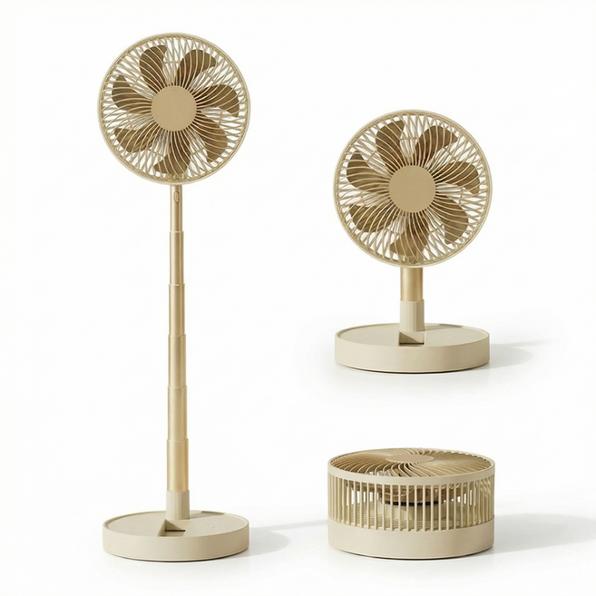 마술사 무선 접이식 탁상용 선풍기 타이머 자동회전 길이조절가능 무소음, 브라운, F46D