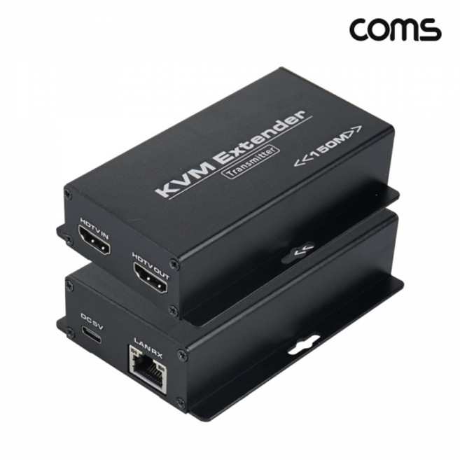 FHD KVM HDMI 150M 키보드 마우스 장거리 전송기 송수신기세트 리피터, 1개