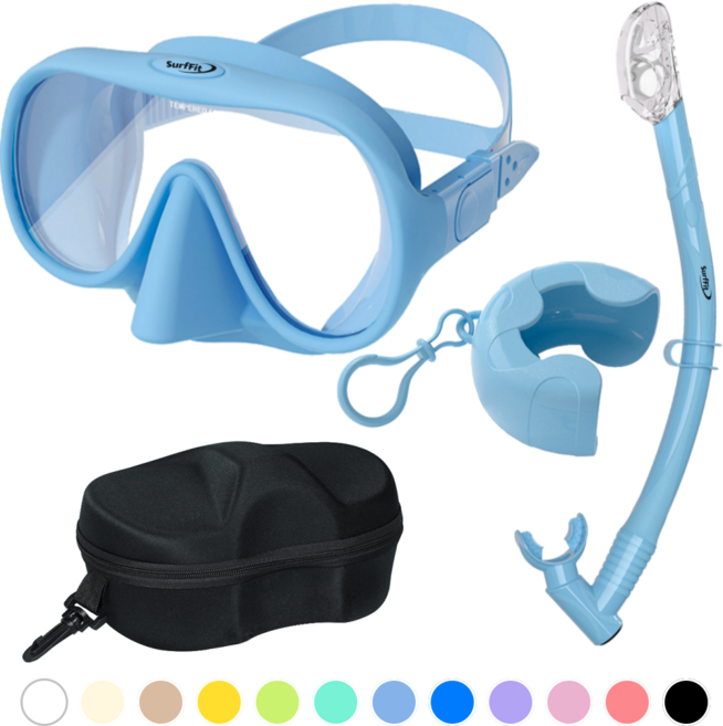 써핏 물유입차단 접이식 스노쿨링 세트, 파우더 블루