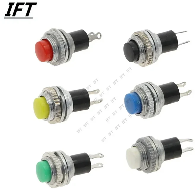 순간 소형 푸시 단추 스위치 DS-314 잠금 없는 자체 리셋 초인종 경적 조그 키 1A 6 개, 07 Each Color