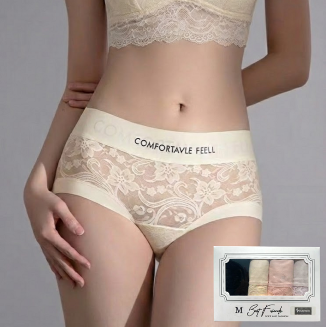 다예코 컴포터블 필 레이스 섹시 망사 팬티 4P