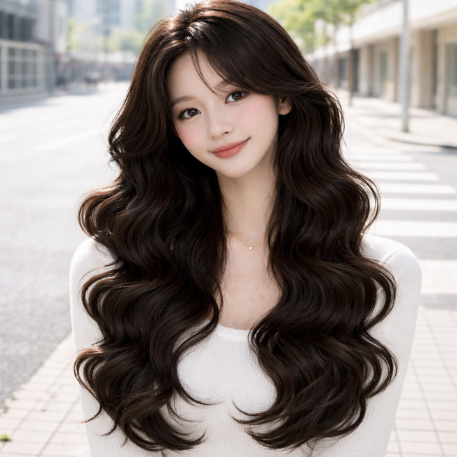 아띠꼴로 S컬 여신완성 똑딱이 헤어피스 인모 부분 붙임 반가발, 1개, 내추럴블랙