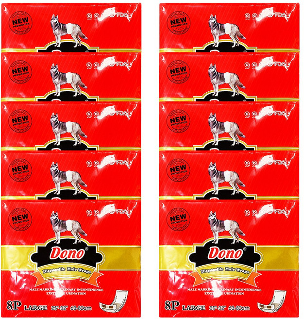 도노 수컷 기저귀 L 강아지 매너 패드, 대형, 10개, 8개입