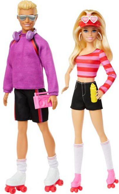 바비 패셔니스타 세트 (패션 인형 2개 & 액세서리 6개 포함) 켄 롤러스케이트 패션 인형 65주년 기념 소장품, 바비 패셔니스타 세트 (패션 인형 2개 & 액세서리 6