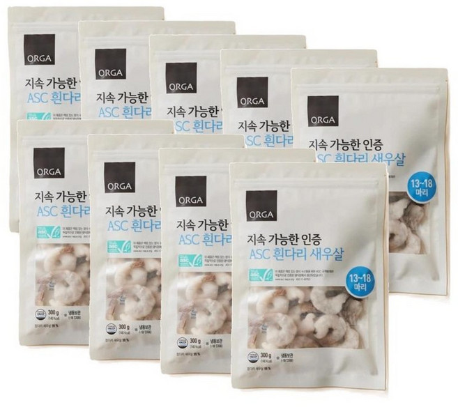 올가 ASC 흰다리 생 새우살 (13~18마리), 9개, 300g