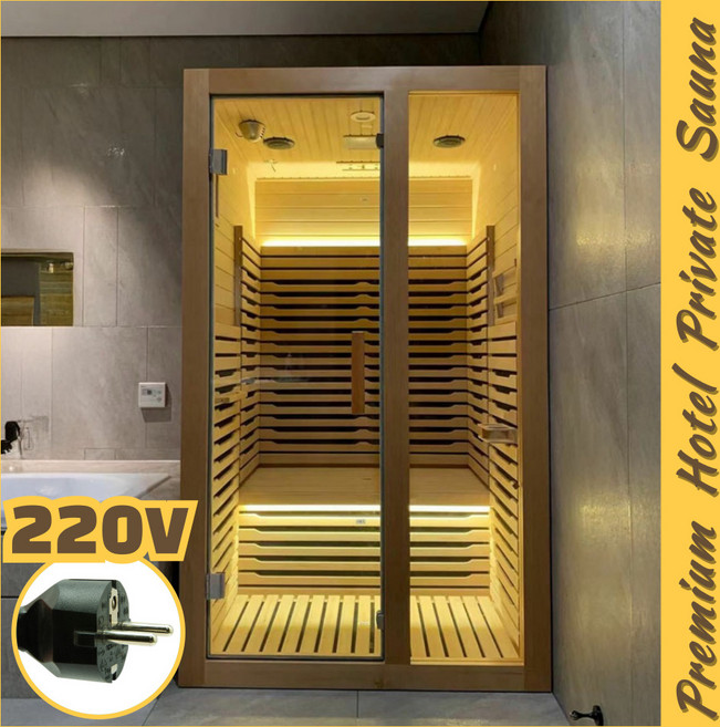 포그논 통유리문 가정용 사우나 핀란드식 건식 원적외선 편백 좌식 찜질방 반신욕, PGN 2인용 (1300*1100*1950mm)