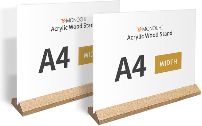 모노치 아크릴 원목스탠드 액자 2개, 일자형 육각우드 가로형