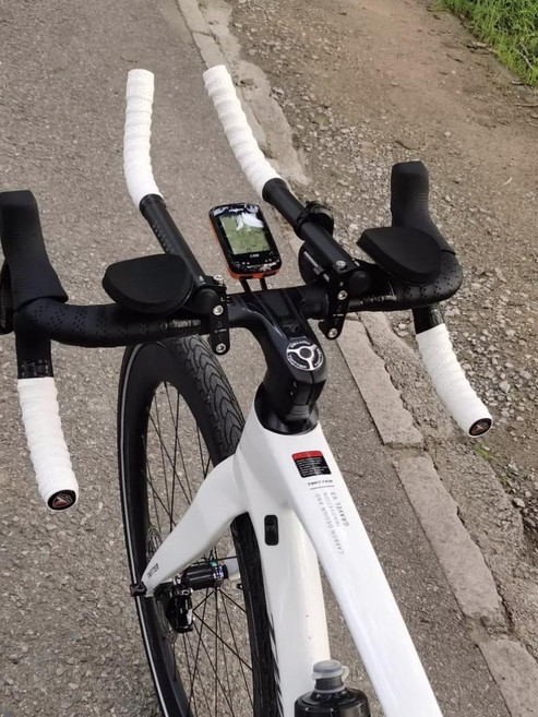 플랫바 부품 TT바 로드바이크 로드 트라이애슬론 겸용, 1개, 화이트 손잡이