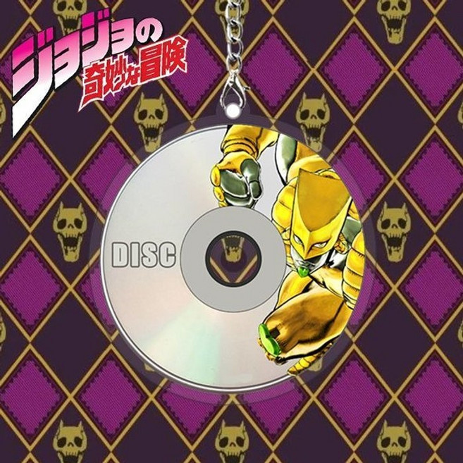 1+1 죠죠의 기묘한 모험 CD 스타일 아크릴 키링 가방 열쇠 고리 키체인 꾸미기 장식, B - 5cm