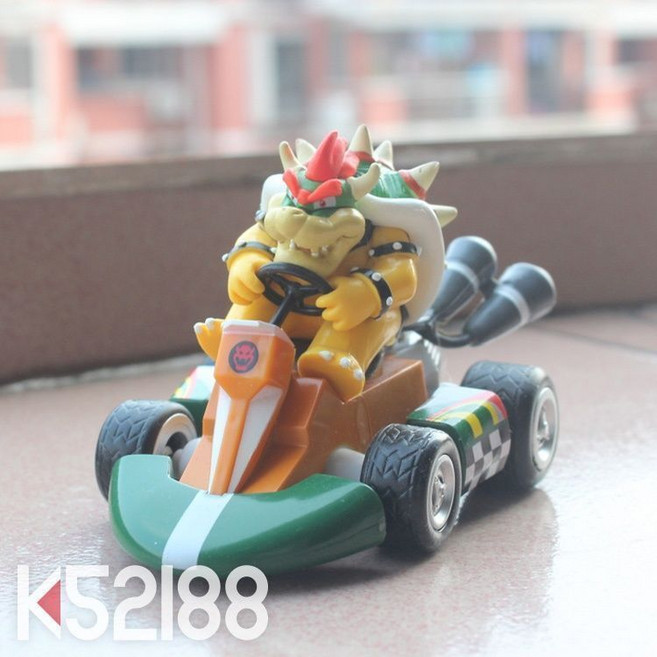 Super Mario 瑪利歐賽車系列 回力車 手辦模型玩偶玩具, 1個, 庫巴高約8cm，吸塑盒子包裝