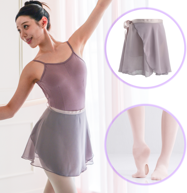 이이엘댄스 발레비기너세트 (레오타드 + 스커트 + 타이즈) 성인 발레복 취미 쉬폰치마