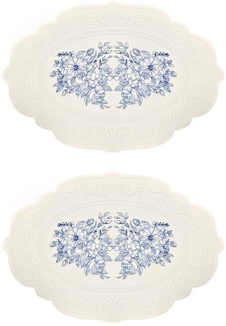 케이트가든 실리콘 플라워 테이블 매트, 아이보리, 42x29cm, 2개