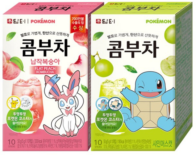 담터 포켓몬 콤부차 20T (납작복숭아 샤인머스캣), 1개, 50g, 5g, 10개입