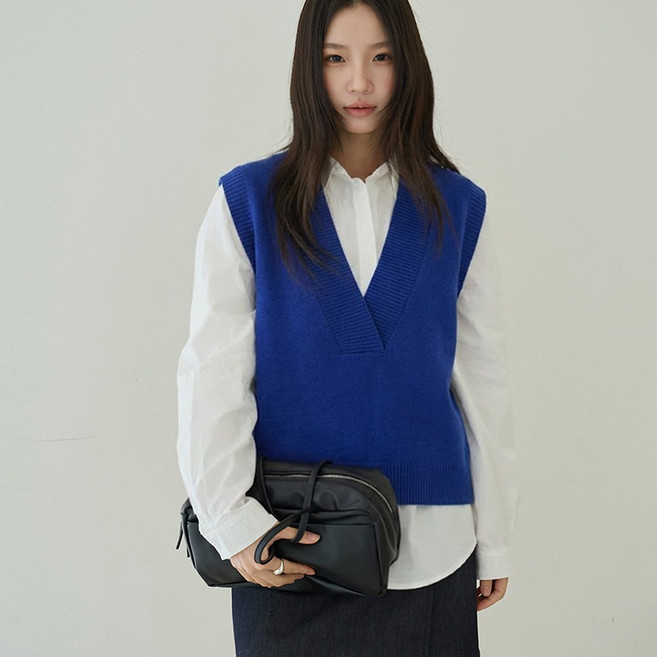 타니즈 스톨 브이넥 레이어드 여성 니트 조끼