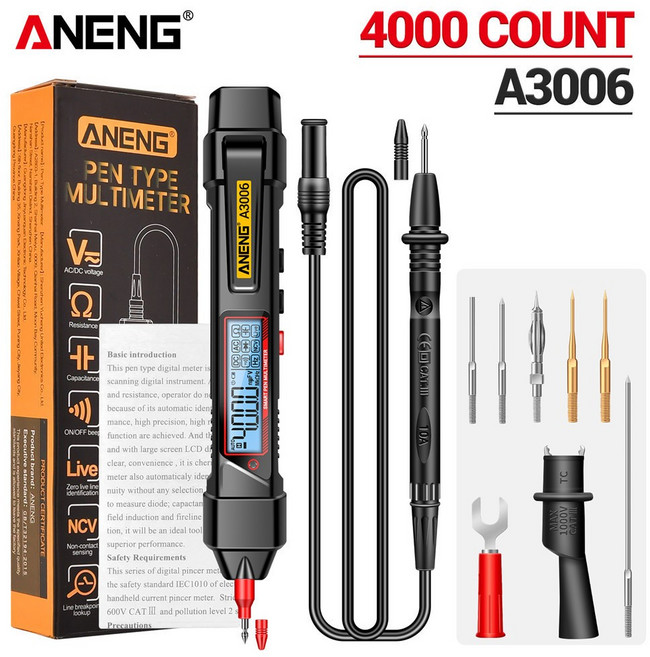 ANENG A3006 4000筆式萬用表, 1個, 升級款（包含八件套替換筆尖）