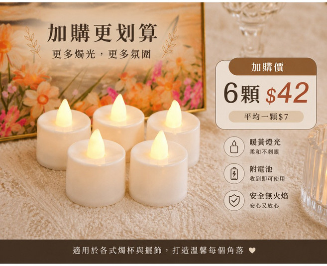 折射燭台 玻璃燭台 LED電子蠟燭 水晶燭杯 暖黃燈 婚禮布置 咖啡廳裝飾 情人節氛圍燈 求婚道具, 加購小燭光6顆